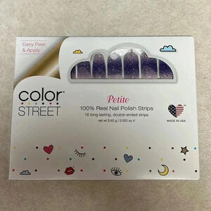 COLOR STREET ACHIEVE GRAPENESS PURPLE‎ GLITTER NAIL STRIPS - PETITE
